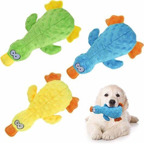 Durable Design: Crafted without stuffing to prevent messes and withstand aggressive chewing. Interactive Features: Equipped with a soft squeaker in the head and crinkle paper throughout the body to engage your dog's senses.